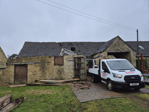 Bens Demolition Division job Remove clapped roofs Badminton estate photo number 5